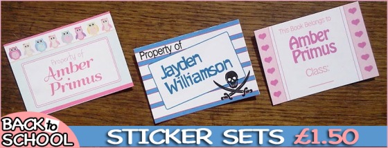 Personalised Custom name stickers back to school special