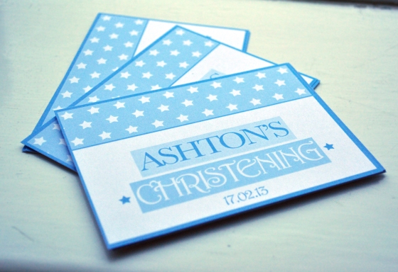 Boys Personalised Christening or Birthday Party Invites